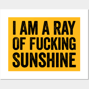 I Am A Ray Of Fucking Sunshine Black Posters and Art